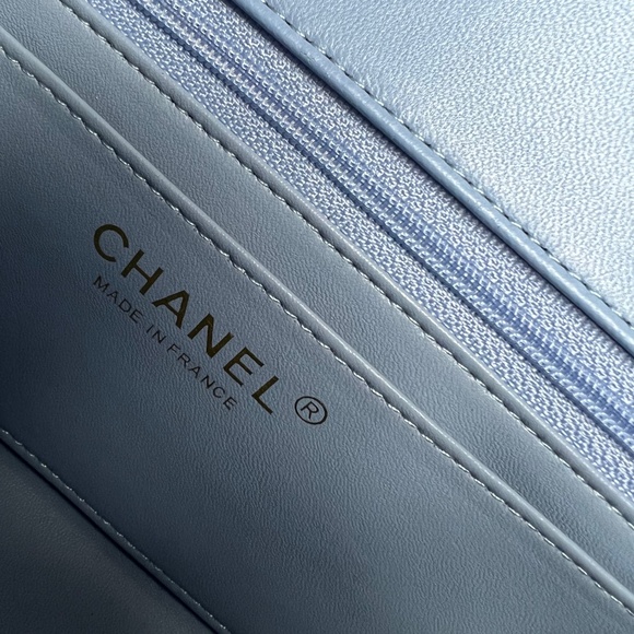 CHANEL Lambskin Quilted Mini Rectangular Flap Light Blue - Picture 6 of 9